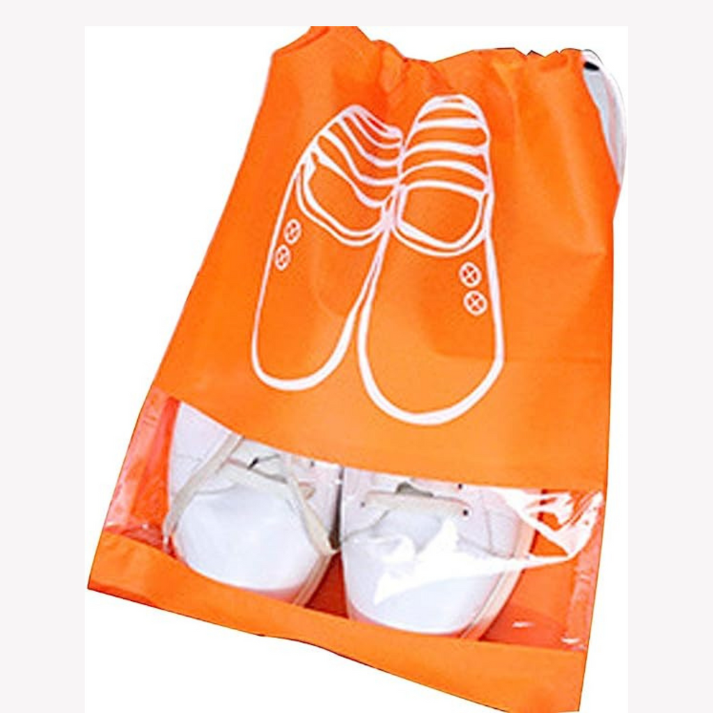 Non Woven Shoe Bag Storage Bag, Shoe Storage Drawstring Drawstring, Shoe Storage Bag, Dust-proof PACK OF 5 - Orange