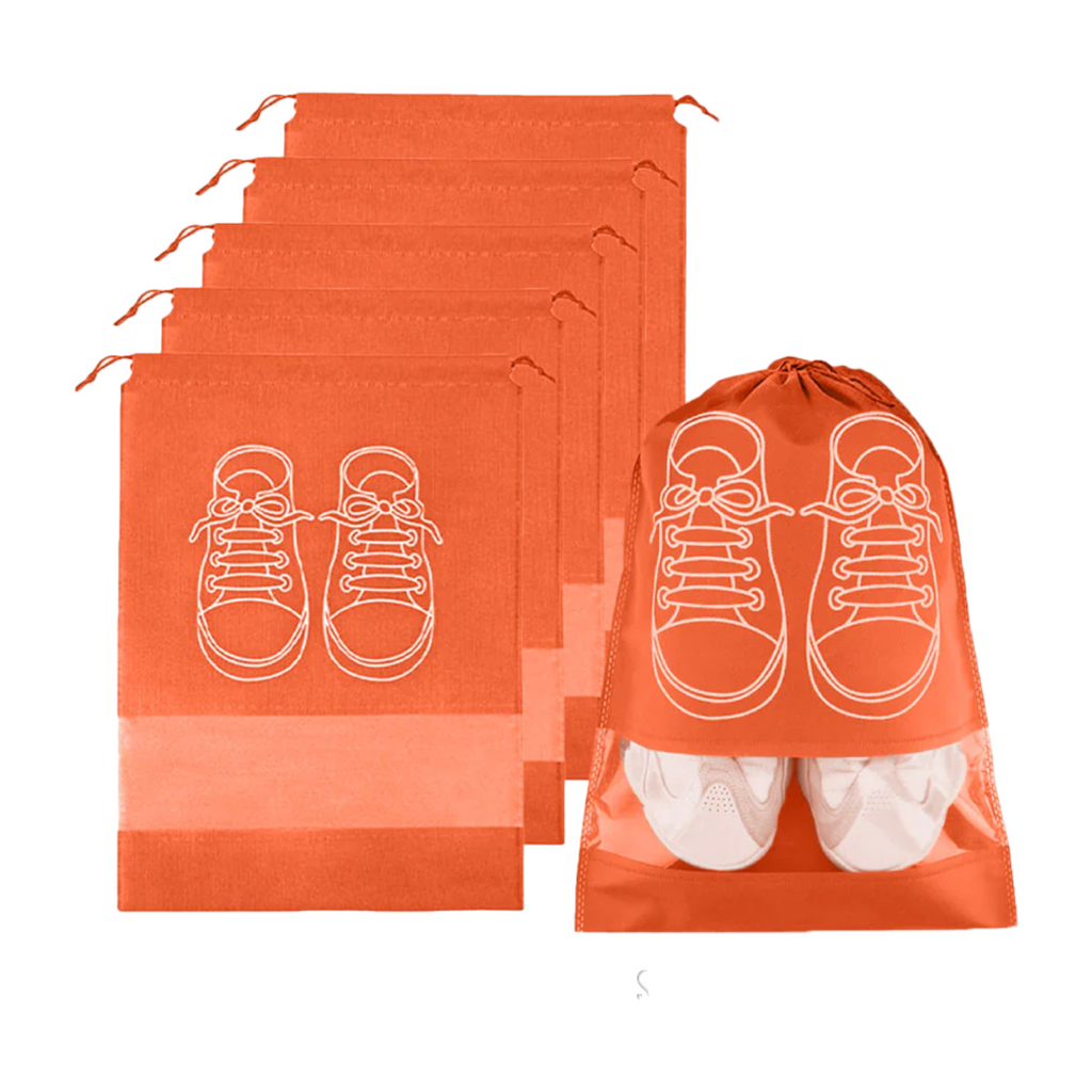 Non Woven Shoe Bag Storage Bag, Shoe Storage Drawstring Drawstring, Shoe Storage Bag, Dust-proof PACK OF 5 - Orange