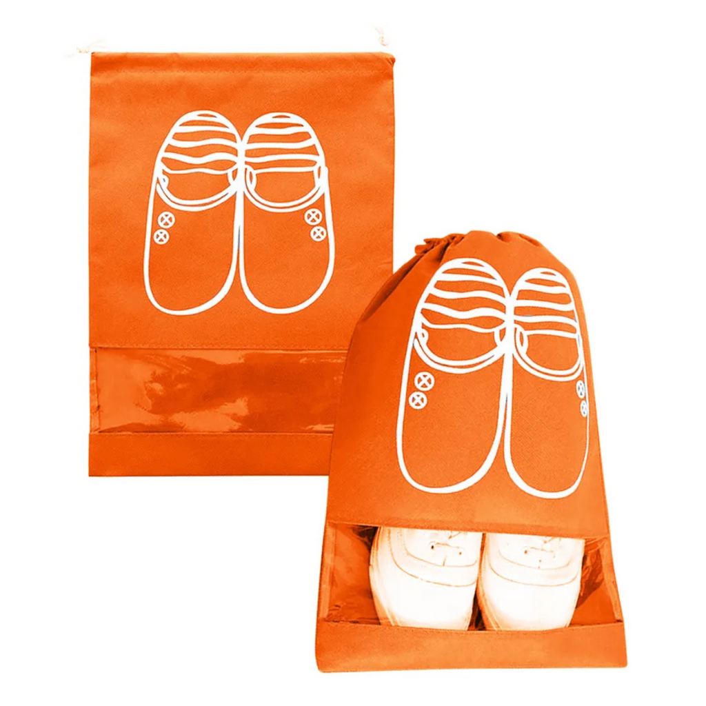 Non Woven Shoe Bag Storage Bag, Shoe Storage Drawstring Drawstring, Shoe Storage Bag, Dust-proof PACK OF 5 - Orange