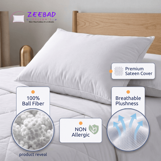 Plush Fiberfill Pillow for Comfy Sleep - Zeebad Pillow's