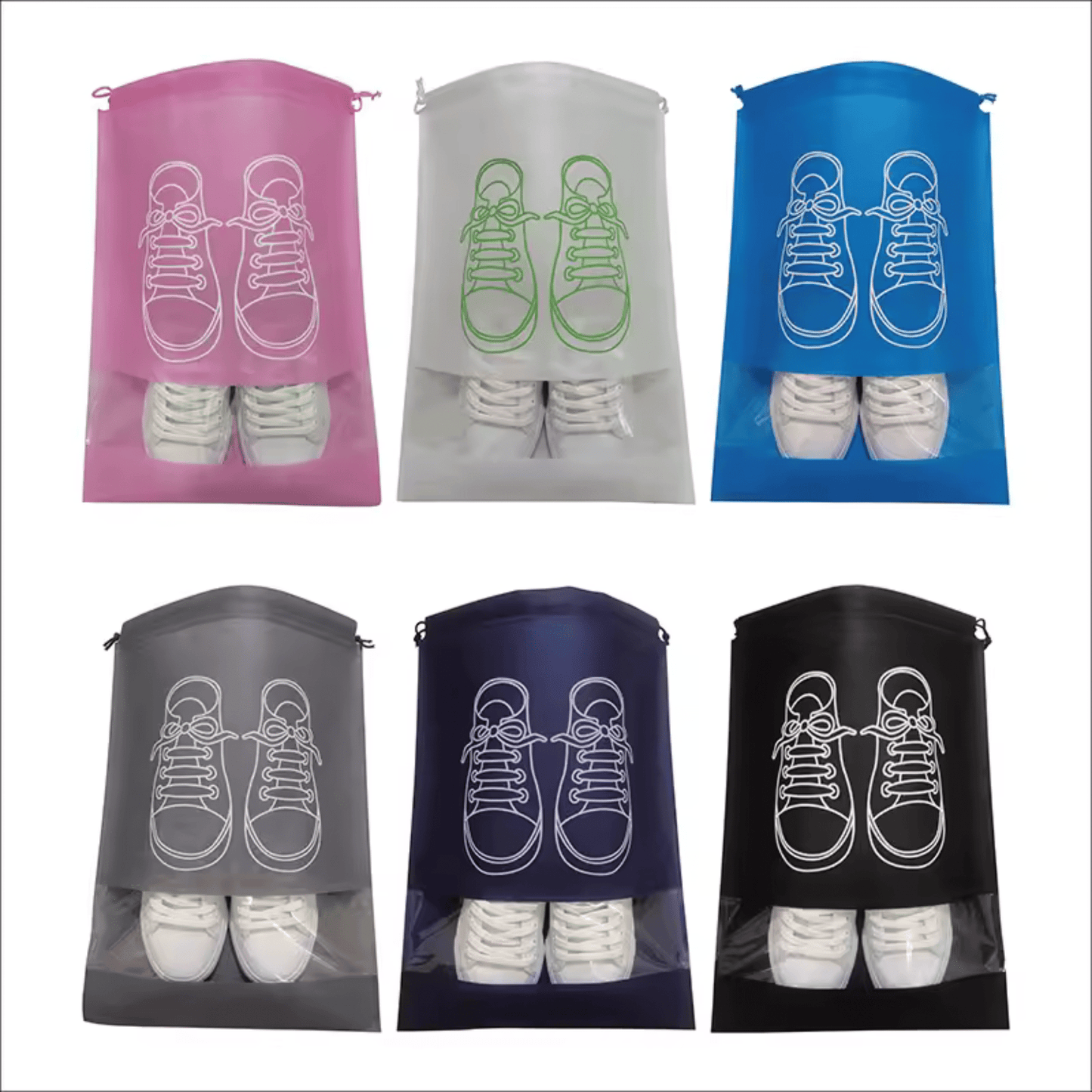 Travel Shoe Bags, Large Shoes Pouch Packing Organizers with Rope for Men and Women Pack of 5 - (Pink Color) - Zeebad Pillow's