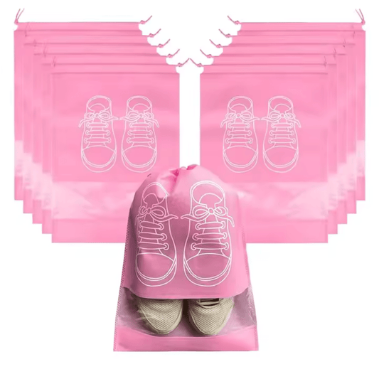 Travel Shoe Bags, Large Shoes Pouch Packing Organizers with Rope for Men and Women Pack of 5 - (Pink Color) - Zeebad Pillow's